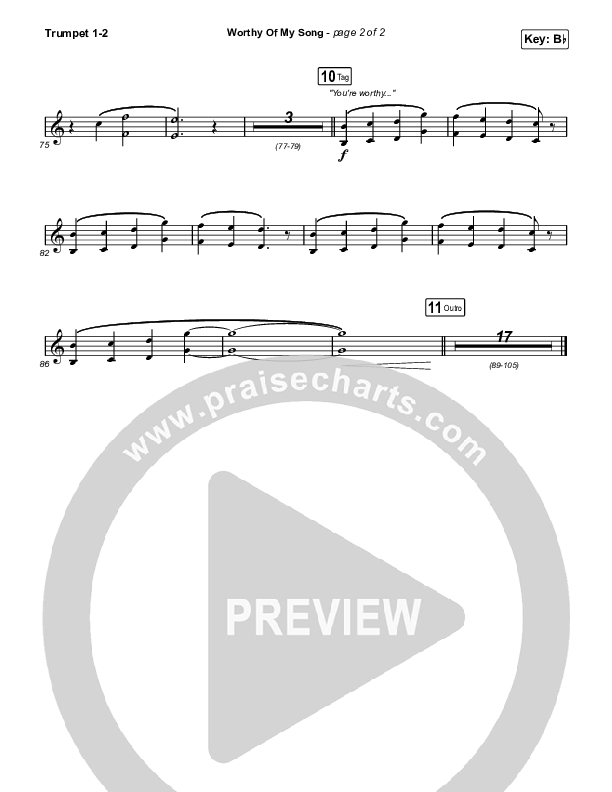 Worthy Of My Song (Worship Choir SAB) Trumpet 1,2 (Phil Wickham / Arr. Mason Brown)