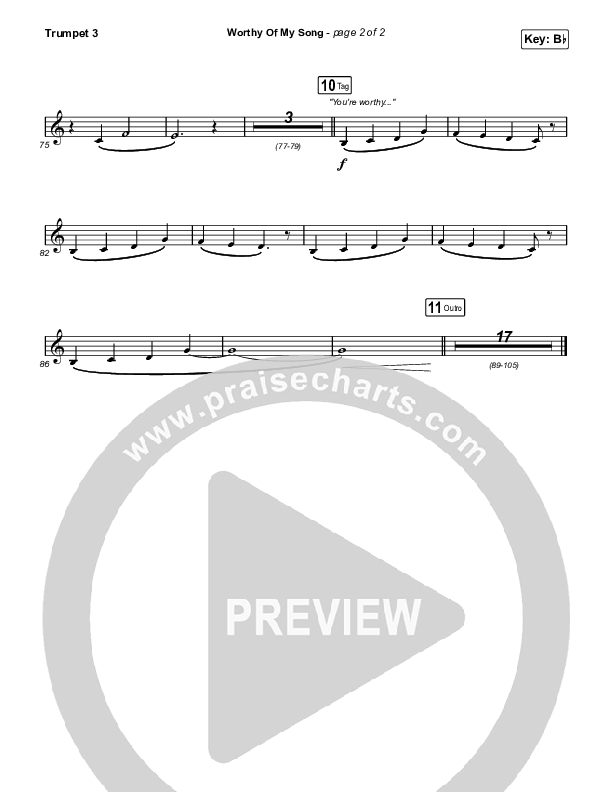 Worthy Of My Song (Worship Choir SAB) Trumpet 3 (Phil Wickham / Arr. Mason Brown)