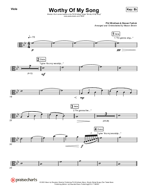 Worthy Of My Song (Worship Choir SAB) Viola (Phil Wickham / Arr. Mason Brown)