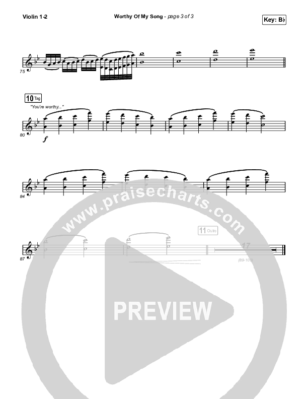 Worthy Of My Song (Worship Choir SAB) Violin 1/2 (Phil Wickham / Arr. Mason Brown)