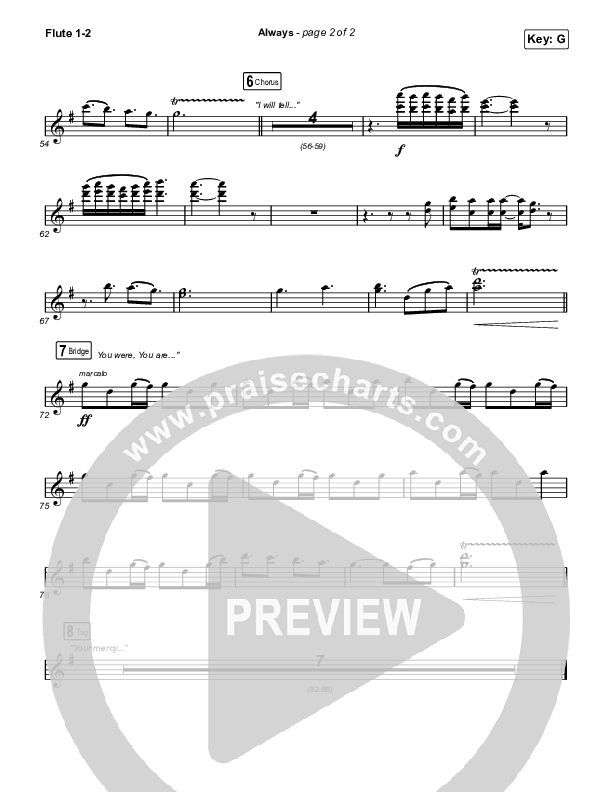 Always (Sing It Now) Flute 1/2 (PraiseCharts Choral / Chris Tomlin / Arr. Mason Brown)