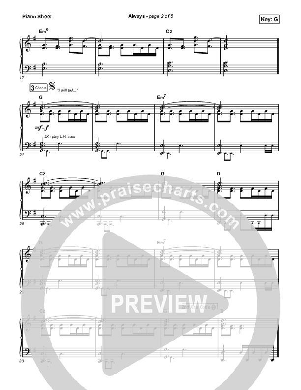 Always (Sing It Now) Piano Sheet (PraiseCharts Choral / Chris Tomlin / Arr. Mason Brown)