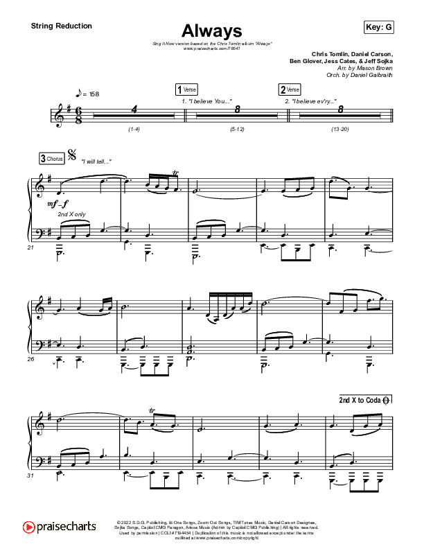 Always (Sing It Now SATB) String Reduction (Chris Tomlin / Arr. Mason Brown)