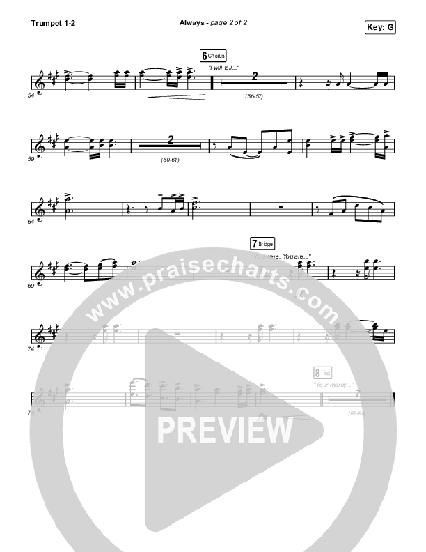 Always (Sing It Now SATB) Trumpet 1,2 (Chris Tomlin / Arr. Mason Brown)