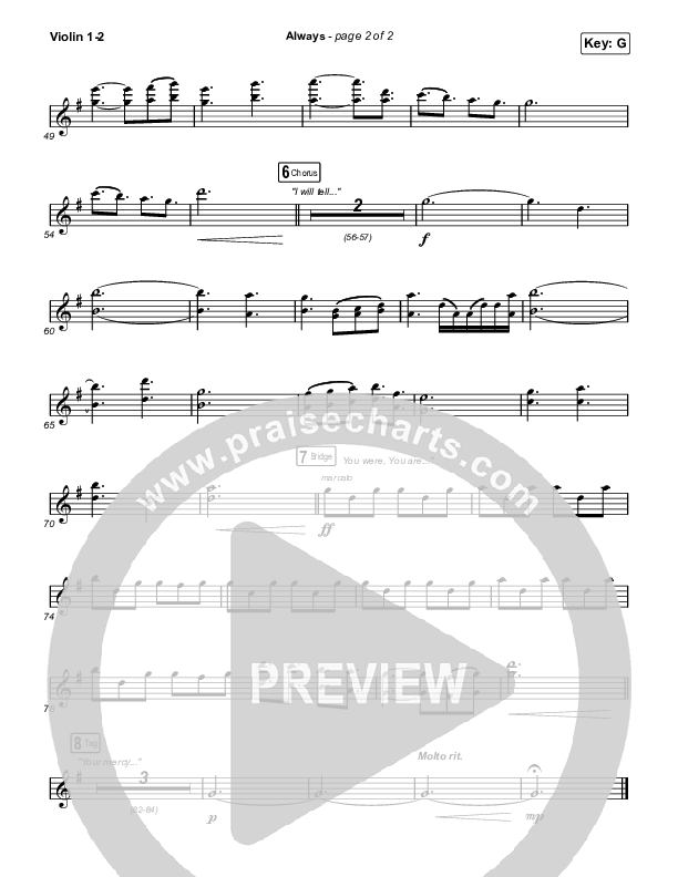 Always (Sing It Now SATB) Violin 1/2 (Chris Tomlin / Arr. Mason Brown)
