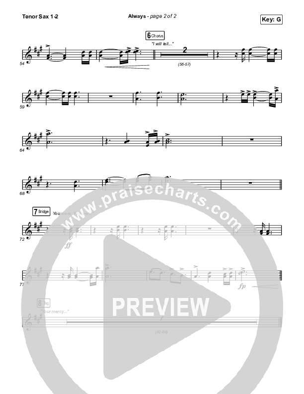 Always (Sing It Now) Tenor Sax 1/2 (PraiseCharts Choral / Chris Tomlin / Arr. Mason Brown, Daniel Galbraith, Grant Wall)