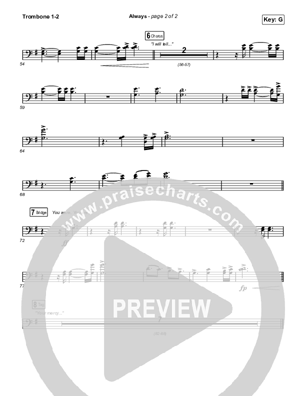 Always (Sing It Now) Trombone 1/2 (PraiseCharts Choral / Chris Tomlin / Arr. Mason Brown, Daniel Galbraith, Grant Wall)