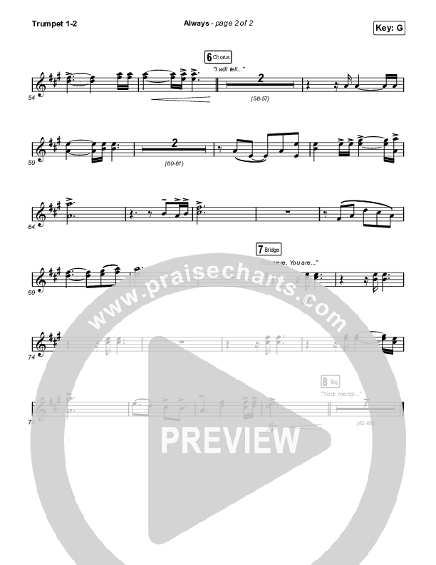 Always (Sing It Now) Trumpet 1,2 (PraiseCharts Choral / Chris Tomlin / Arr. Mason Brown)