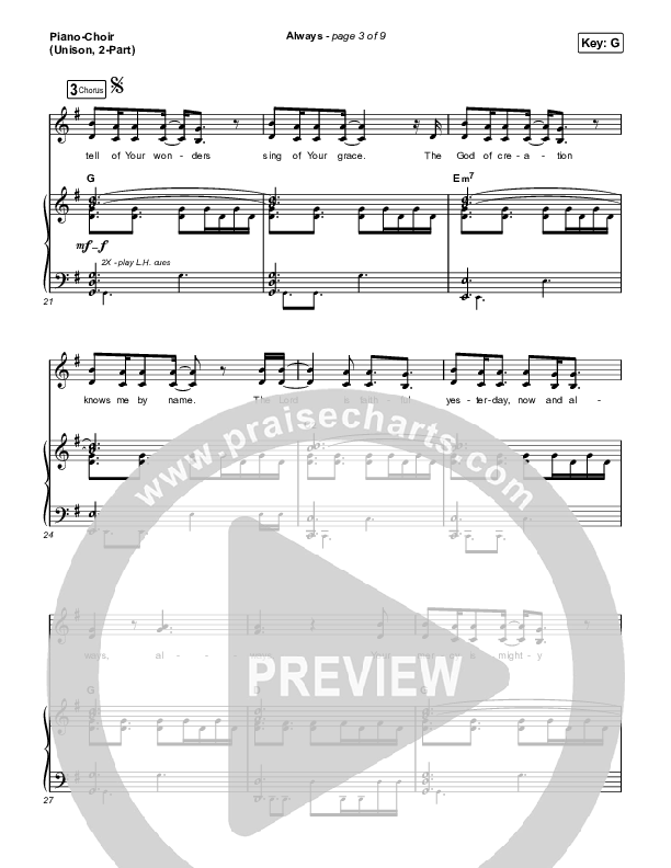 Always (Unison/2-Part) Piano/Choir (Unison, 2-part) (PraiseCharts Choral / Chris Tomlin / Arr. Mason Brown)