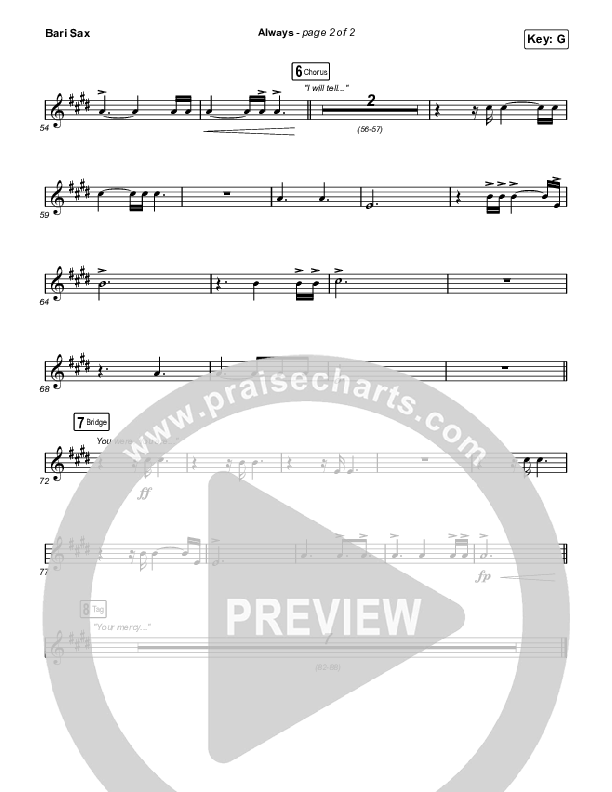 Always (Unison/2-Part Choir) Bari Sax (Chris Tomlin / Arr. Mason Brown)