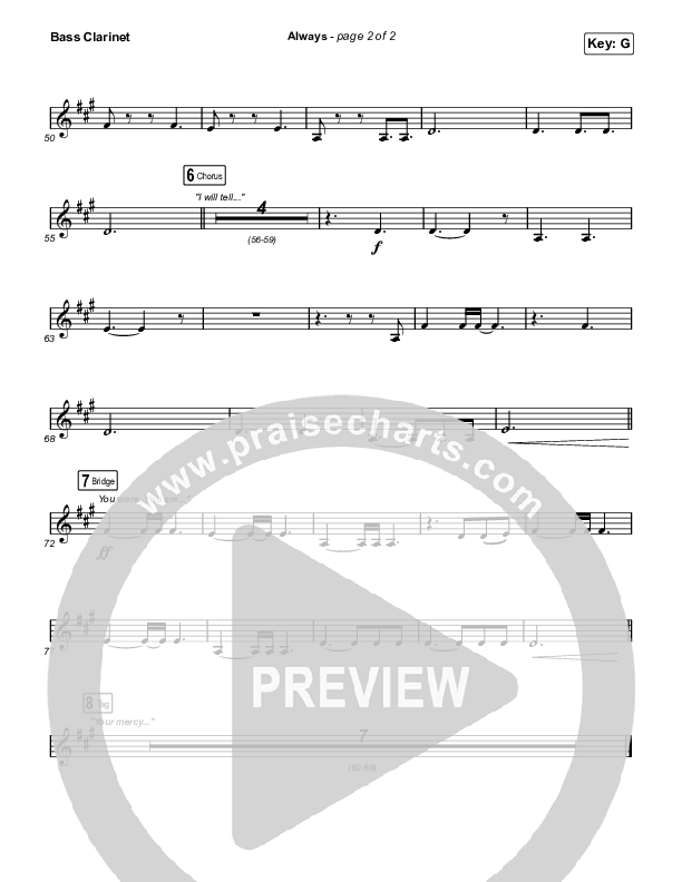 Always (Unison/2-Part Choir) Bass Clarinet (Chris Tomlin / Arr. Mason Brown)