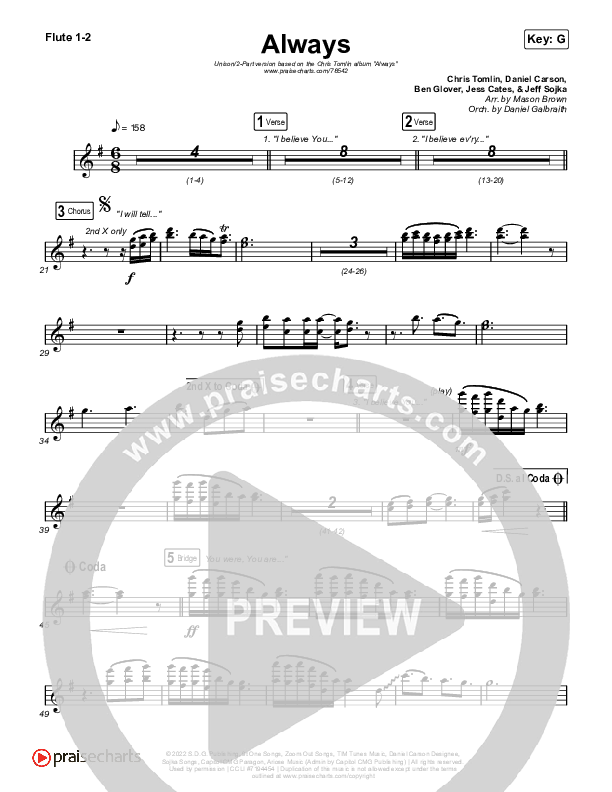 Always (Unison/2-Part Choir) Wind Pack (Chris Tomlin / Arr. Mason Brown)