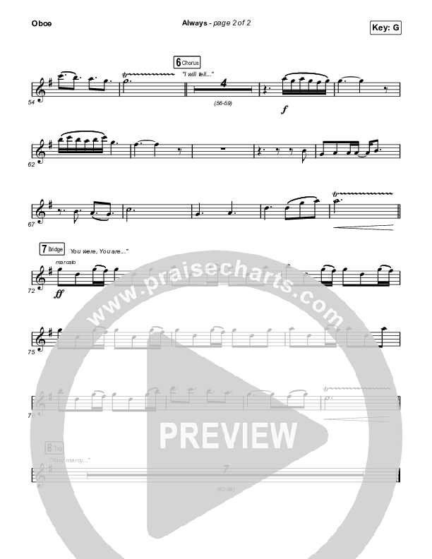 Always (Unison/2-Part Choir) Oboe (Chris Tomlin / Arr. Mason Brown)