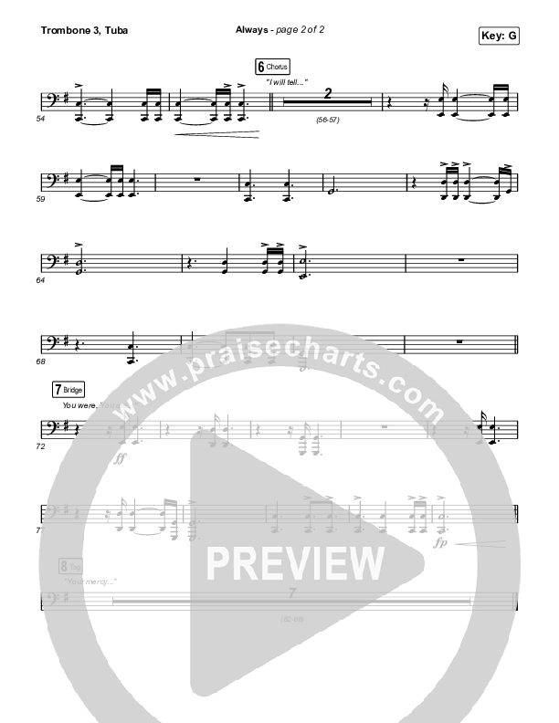 Always (Unison/2-Part Choir) Trombone 3/Tuba (Chris Tomlin / Arr. Mason Brown)
