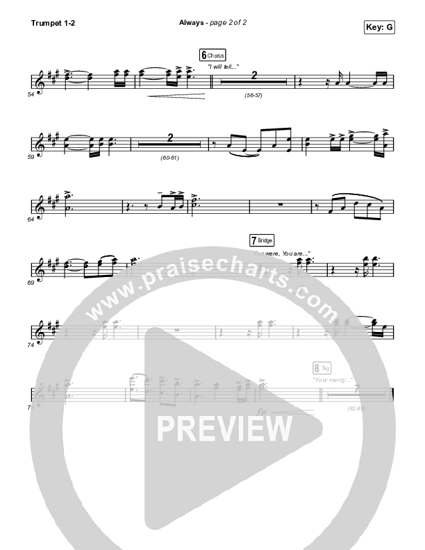 Always (Unison/2-Part Choir) Trumpet 1,2 (Chris Tomlin / Arr. Mason Brown)