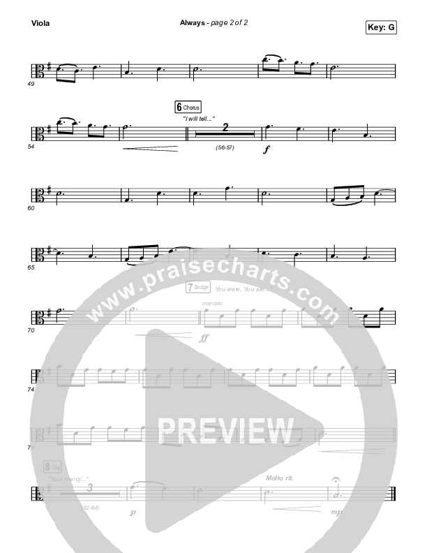 Always (Unison/2-Part Choir) Viola (Chris Tomlin / Arr. Mason Brown)