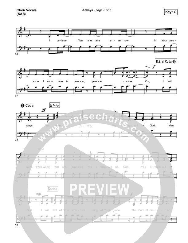 Always (Worship Choir SAB) Choir Sheet (SAB) (Chris Tomlin / Arr. Mason Brown)