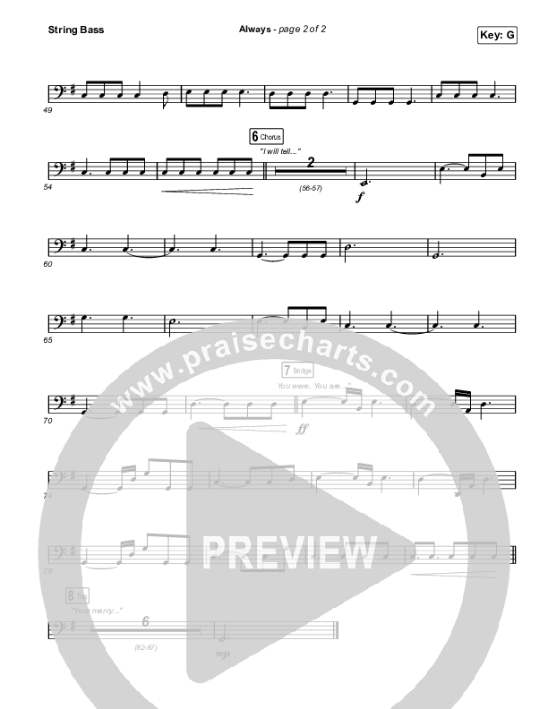 Always (Worship Choir SAB) Double Bass (Chris Tomlin / Arr. Mason Brown)