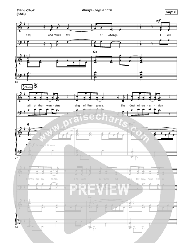 Always (Worship Choir SAB) Piano/Choir (SAB) (Chris Tomlin / Arr. Mason Brown)