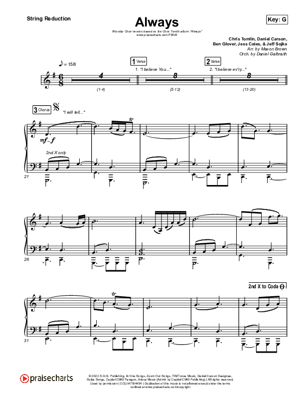 Always (Worship Choir SAB) String Reduction (Chris Tomlin / Arr. Mason Brown)