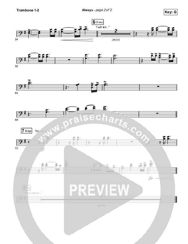 Always (Worship Choir SAB) Trombone 1/2 (Chris Tomlin / Arr. Mason Brown)