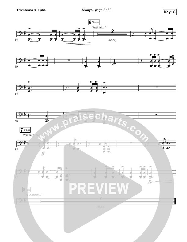 Always (Worship Choir SAB) Trombone 3/Tuba (Chris Tomlin / Arr. Mason Brown)