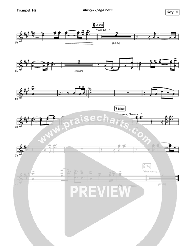 Always (Worship Choir SAB) Trumpet 1,2 (Chris Tomlin / Arr. Mason Brown)