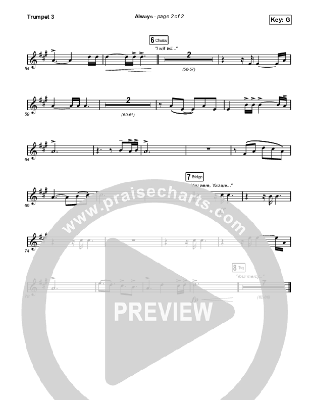 Always (Worship Choir SAB) Trumpet 3 (Chris Tomlin / Arr. Mason Brown)