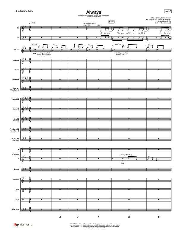 Always (Worship Choir SAB) Conductor's Score (Chris Tomlin / Arr. Mason Brown)