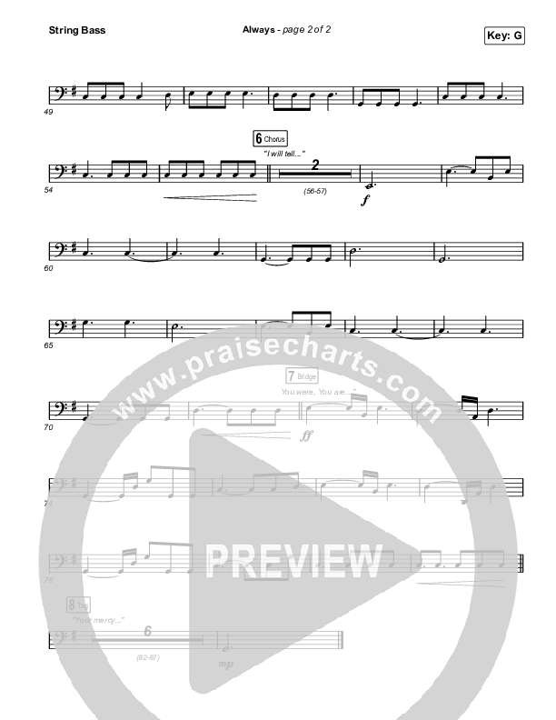 Always (Worship Choir SAB) Double Bass (Chris Tomlin / Arr. Mason Brown)