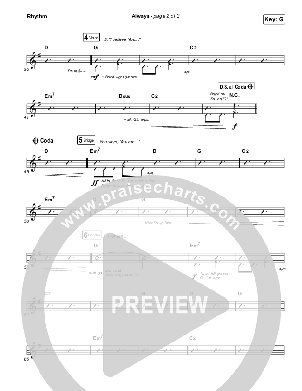 Always (Worship Choir/SAB) Rhythm Pack (PraiseCharts Choral / Chris Tomlin / Arr. Mason Brown)
