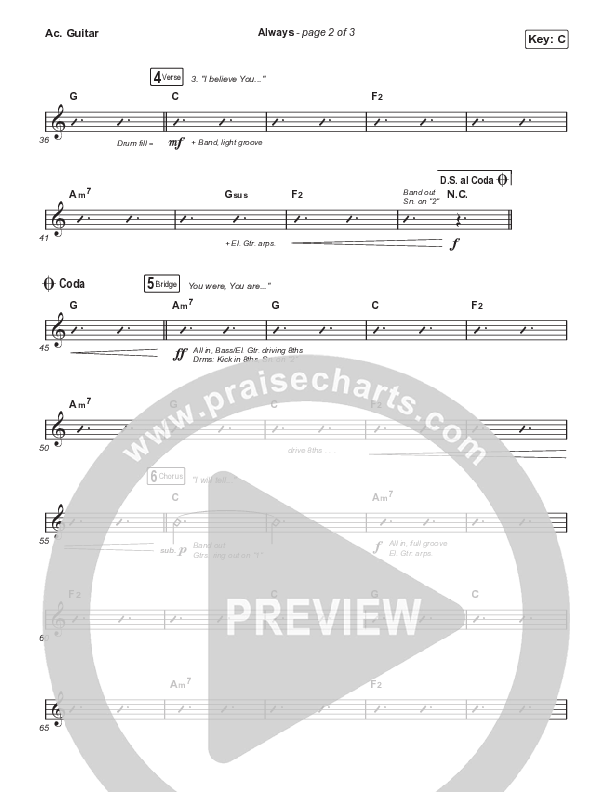 Always (Choral Anthem SATB) Acoustic Guitar (Chris Tomlin / Arr. Erik Foster)