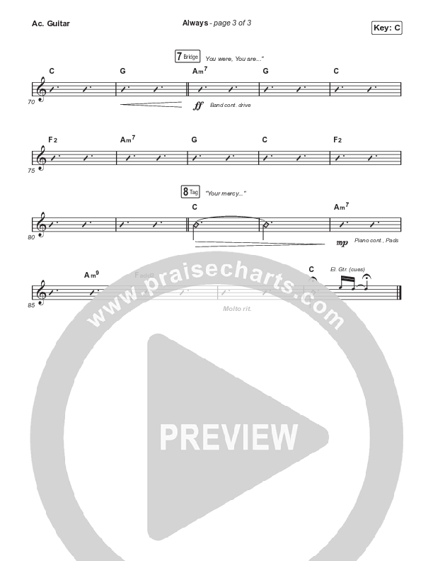 Always (Choral Anthem SATB) Acoustic Guitar (Chris Tomlin / Arr. Erik Foster)