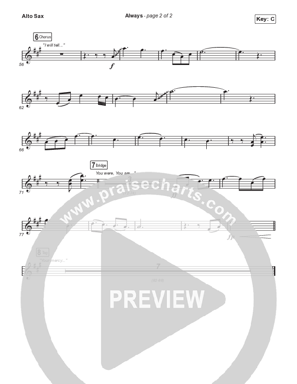 Always (Choral Anthem SATB) Sax Pack (Chris Tomlin / Arr. Erik Foster)