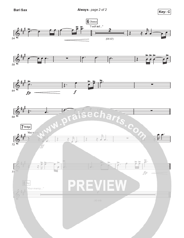 Always (Choral Anthem SATB) Bari Sax (Chris Tomlin / Arr. Erik Foster)