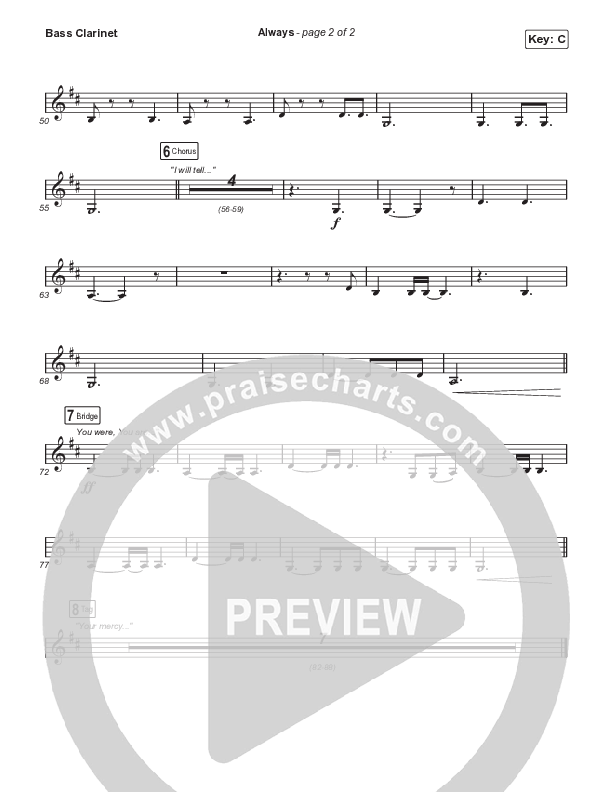 Always (Choral Anthem SATB) Bass Clarinet (Chris Tomlin / Arr. Erik Foster)