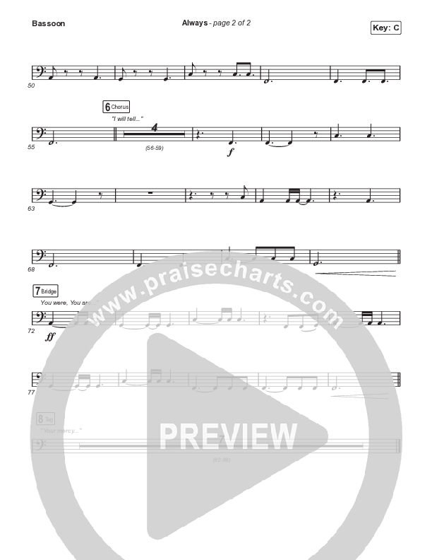 Always (Choral Anthem SATB) Bassoon (Chris Tomlin / Arr. Erik Foster)