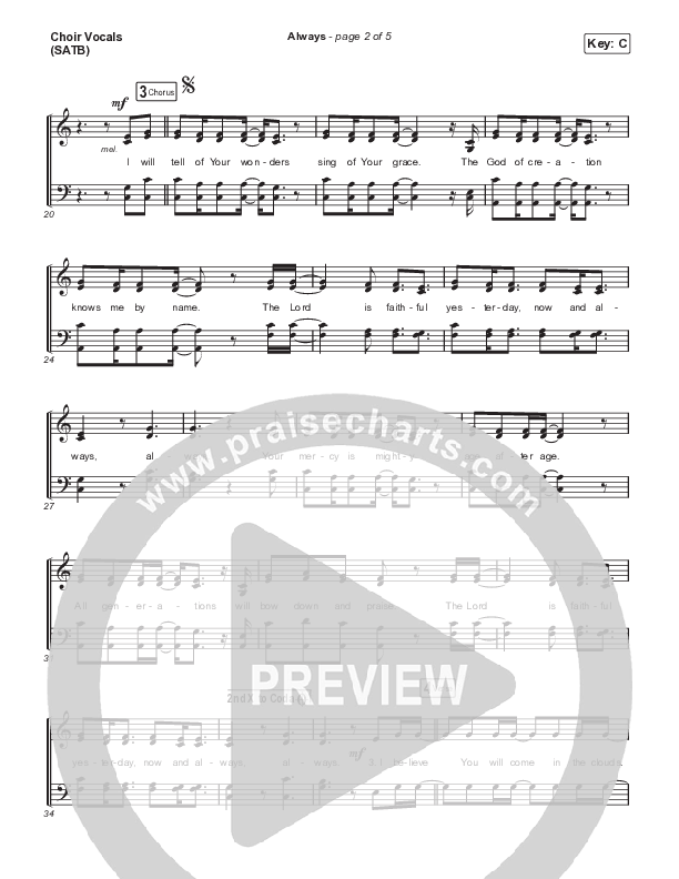 Always (Choral Anthem SATB) Choir Sheet (SATB) (Chris Tomlin / Arr. Erik Foster)
