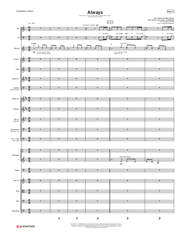 Always (Choral Anthem SATB) Conductor's Score (Chris Tomlin / Arr. Erik Foster)