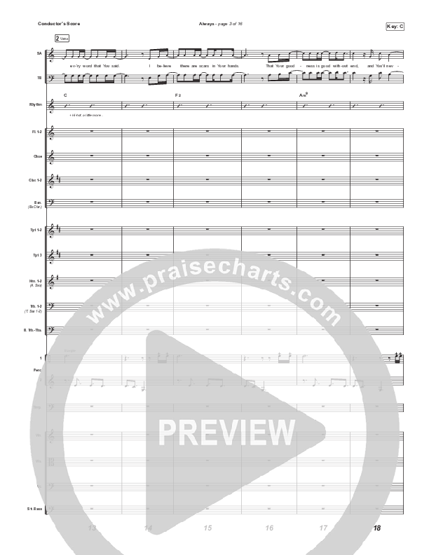 Always (Choral Anthem SATB) Conductor's Score (Chris Tomlin / Arr. Erik Foster)
