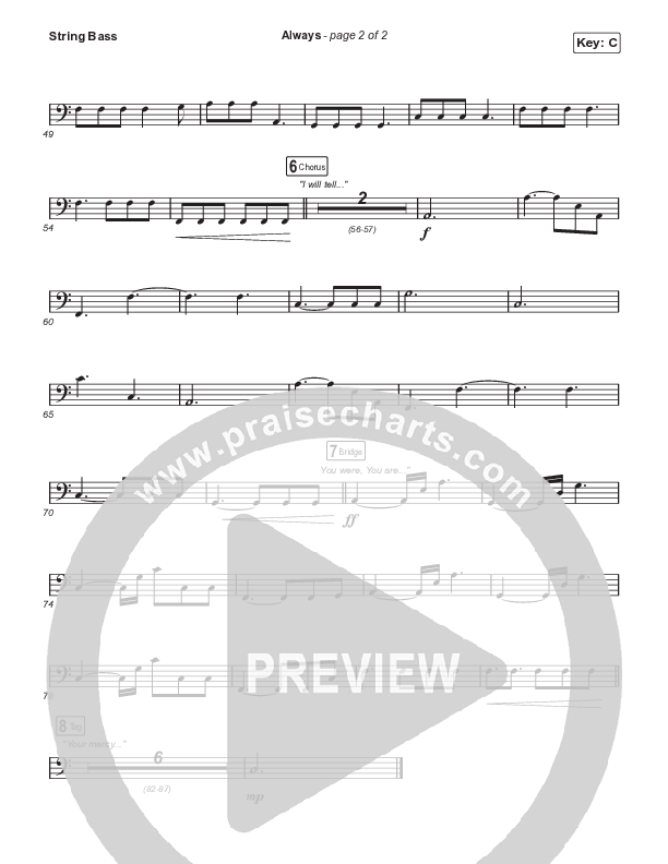 Always (Choral Anthem SATB) String Bass (Chris Tomlin / Arr. Erik Foster)