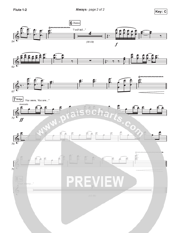 Always (Choral Anthem SATB) Flute 1,2 (Chris Tomlin / Arr. Erik Foster)