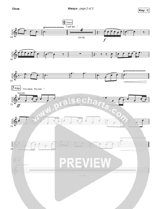 Always (Choral Anthem SATB) Oboe (Chris Tomlin / Arr. Erik Foster)
