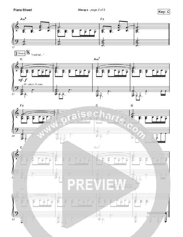 Always (Choral Anthem SATB) Piano Sheet (Chris Tomlin / Arr. Erik Foster)