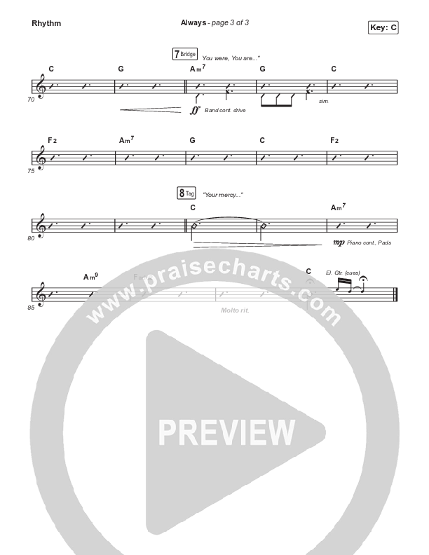 Always (Choral Anthem SATB) Rhythm Pack (Chris Tomlin / Arr. Erik Foster)
