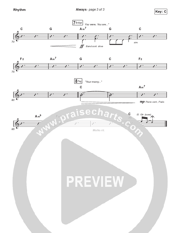 Always (Choral Anthem SATB) Rhythm Pack (Chris Tomlin / Arr. Erik Foster)