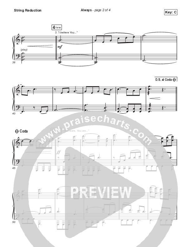 Always (Choral Anthem SATB) String Reduction (Chris Tomlin / Arr. Erik Foster)