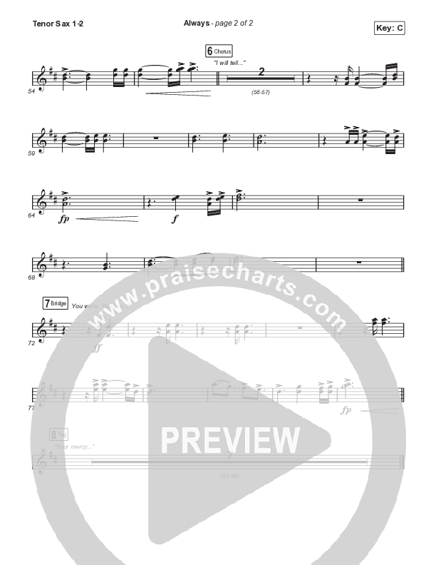 Always (Choral Anthem SATB) Tenor Sax 1,2 (Chris Tomlin / Arr. Erik Foster)