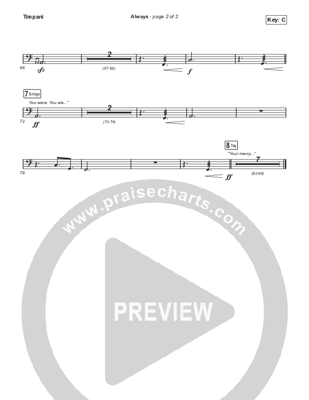 Always (Choral Anthem SATB) Timpani (Chris Tomlin / Arr. Erik Foster)
