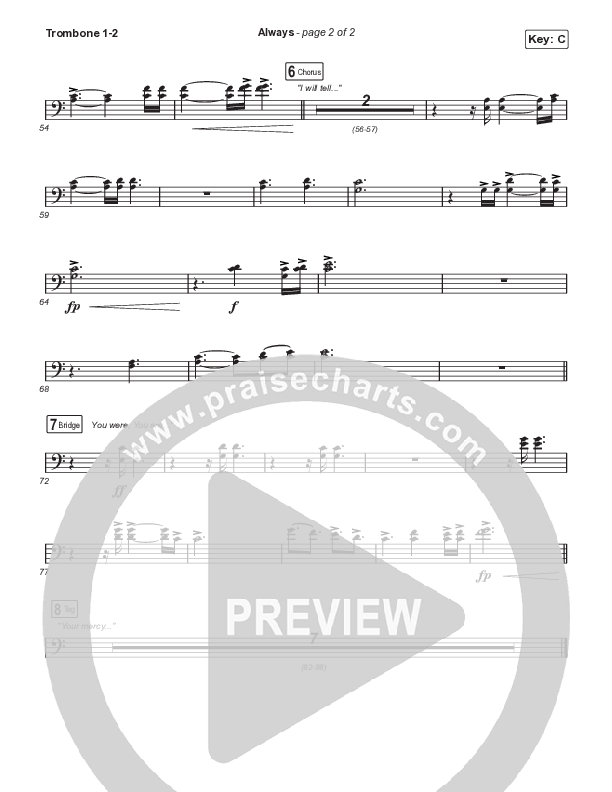 Always (Choral Anthem SATB) Trombone 1,2 (Chris Tomlin / Arr. Erik Foster)